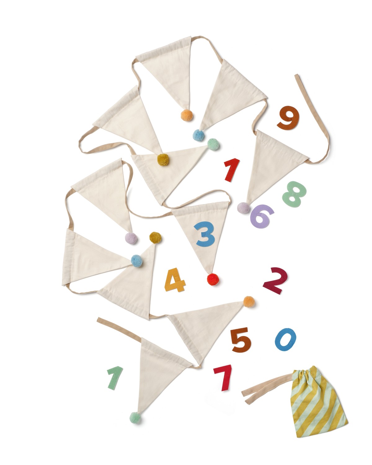 Kid´s Concept Stoff-Girlande Pom Pom mit Stoffzahlen