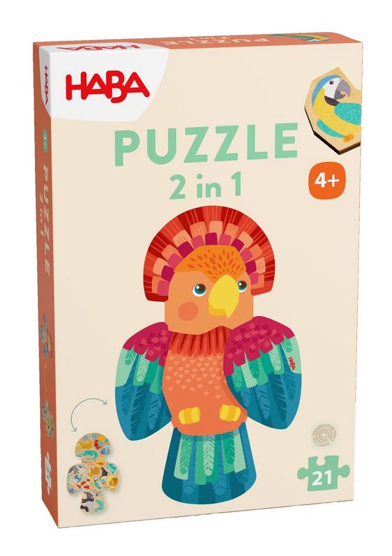 Haba Puzzle 2in1 - Papagei 2-seitiges Holzpuzzle