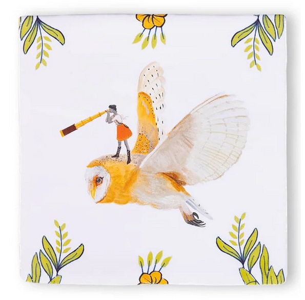 StoryTiles small - A clear view - Fliesenkunst mit Eulenmotiv 10cm