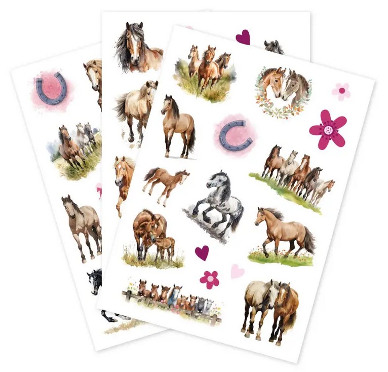 TapirElla Tattoo-Set A6, Pferde 3 Bögen, plastikfrei verpackt