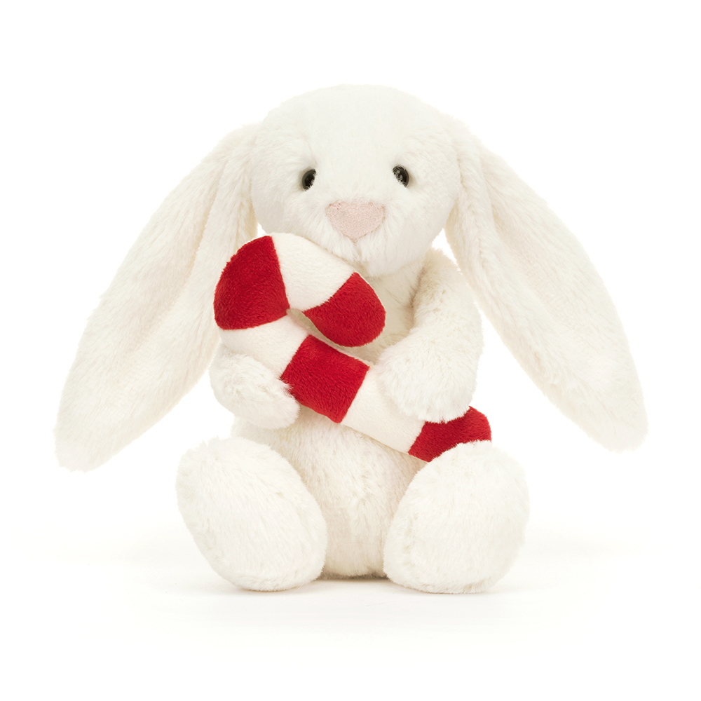 Jellycat Stofftier Bashful Bunny with Candy Cane Hase mit Zuckerstange Plüschtier
