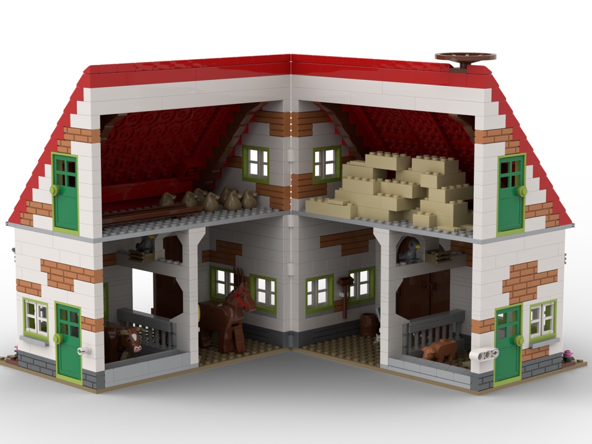 KiddiCraft Klemmbausteinset Bauernhof Stall - viele Figuren inklusive 1114 Teile