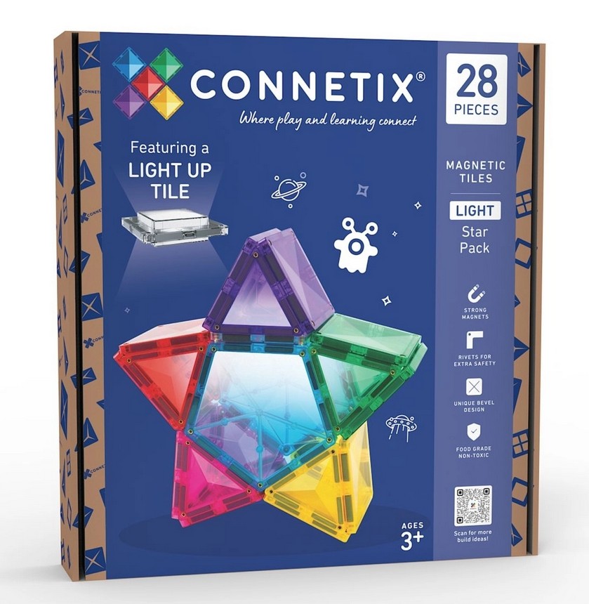 Connetix Magnetbausteine Light Star Pack 28 Teile mit Leucht-Baustein!