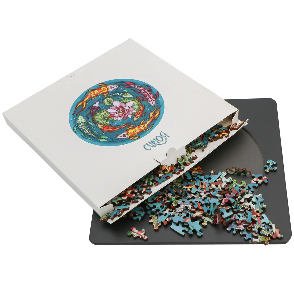 Curiosi Double Holz-Puzzle Koi mit Tablett