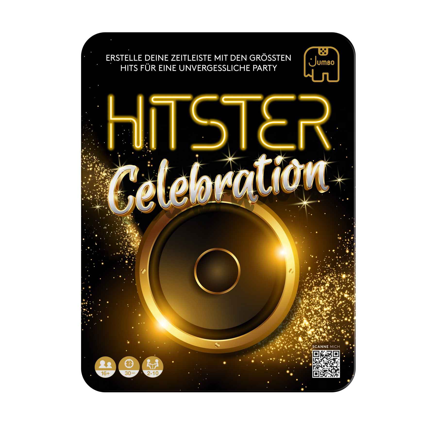 Jumbo Partyspiel Hitster Celebration Musik-Gesellschaftsspiel in schicker Sonderedition