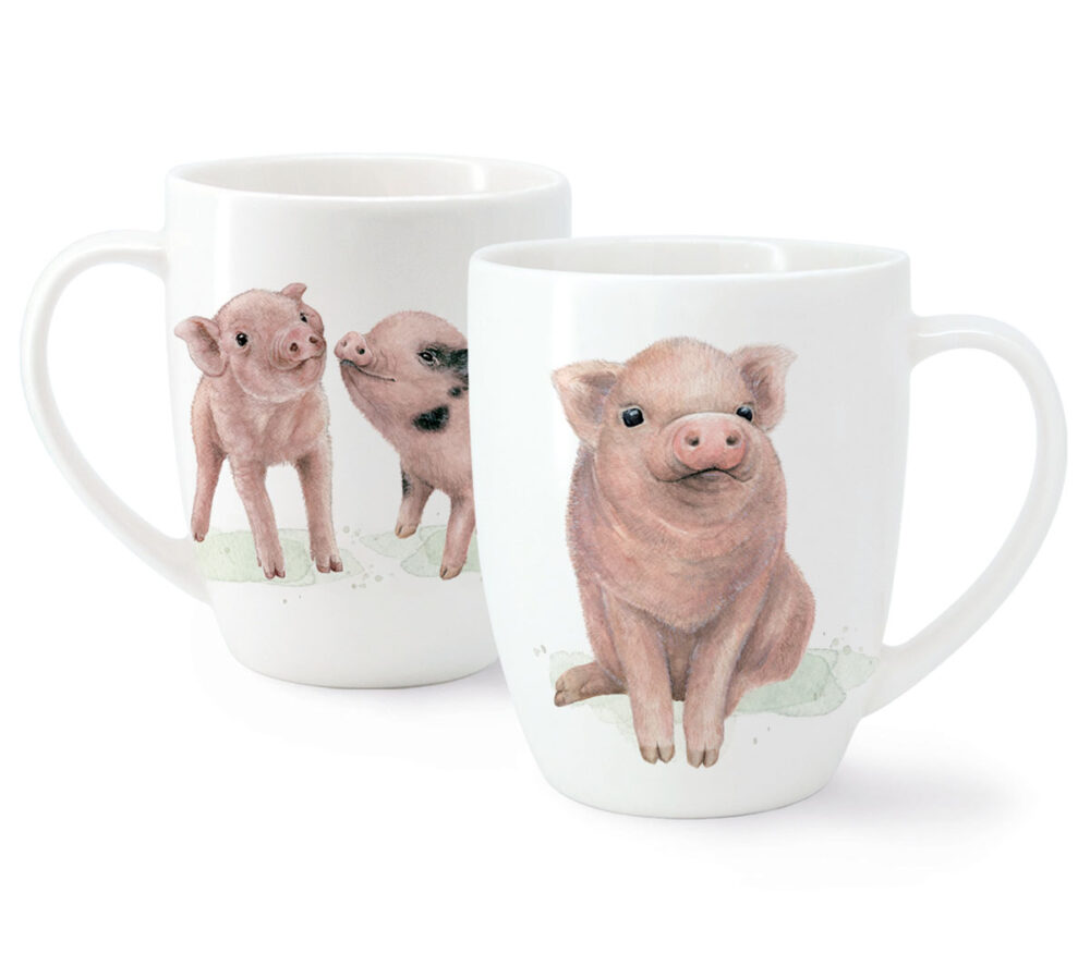 Maluu Porzellantasse Lucky Piglet aus Porzellan mit zwei Schwein-Motiven