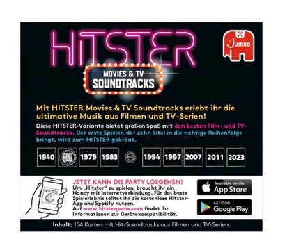 Jumbo Partyspiel Hitster - Movies & TV Soundtracks Expansion Gesellschaftsspiel rund um die Musik