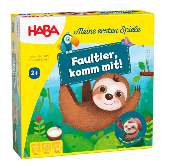 Haba Meine ersten Spiele Faultier, komm mit! 2 Bewegungsspiele mit Plüsch Faultier