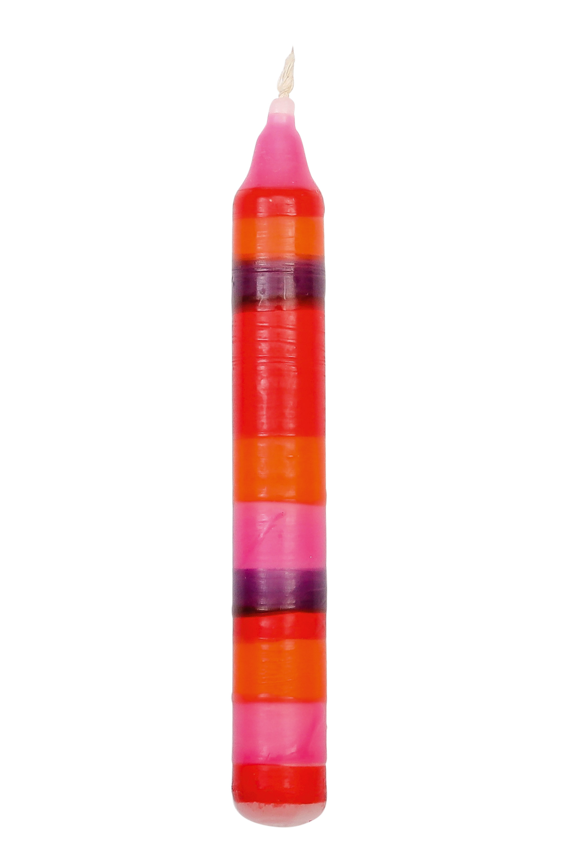 Ahrens Kerze bunte Streifen rot/lila