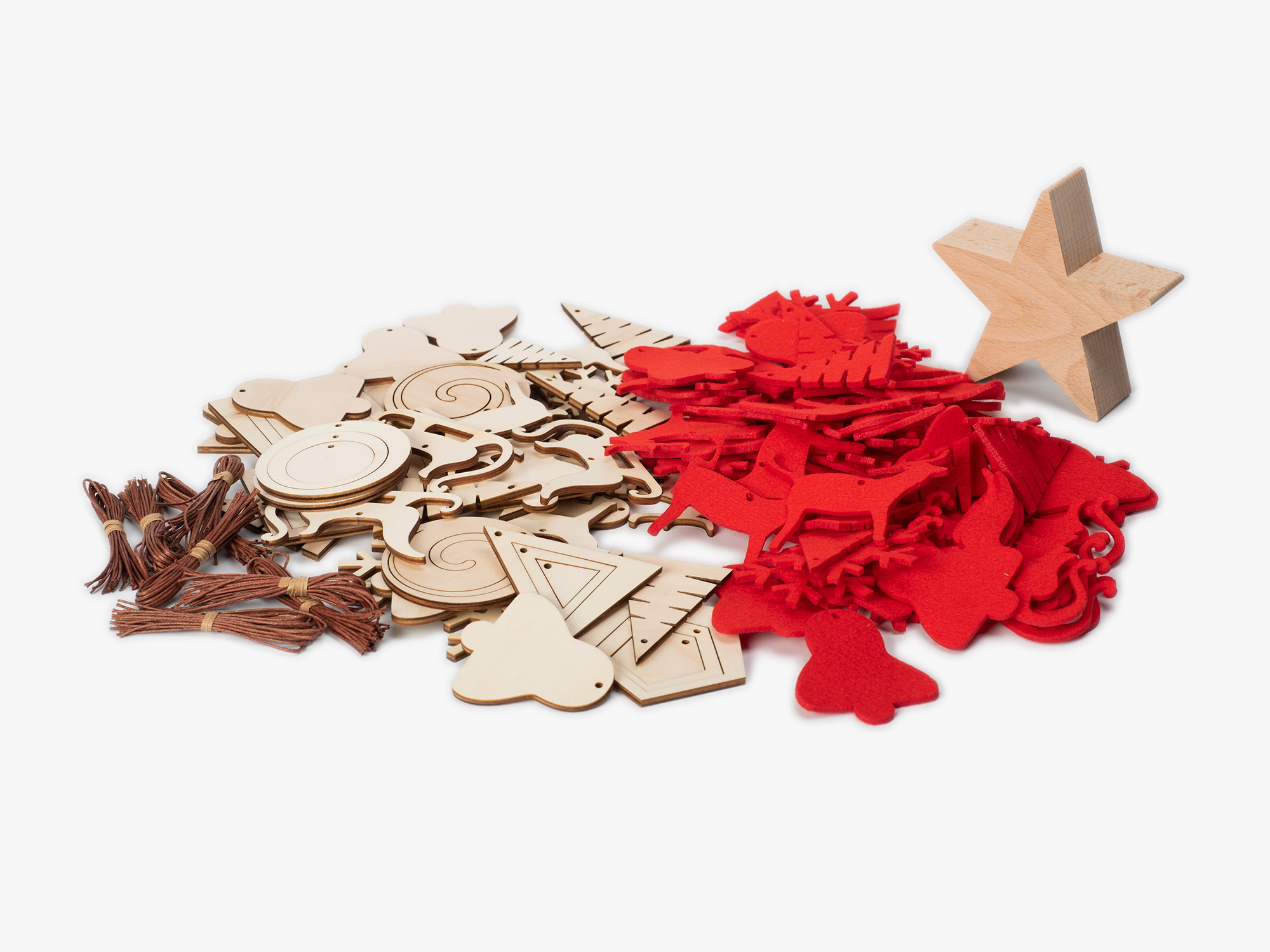 Weihnachtsbaum Dekorationsset Spira Large aus Holz und Filz  Weihnachtsbaum Dekorationsset Spira Large aus Holz und Filz