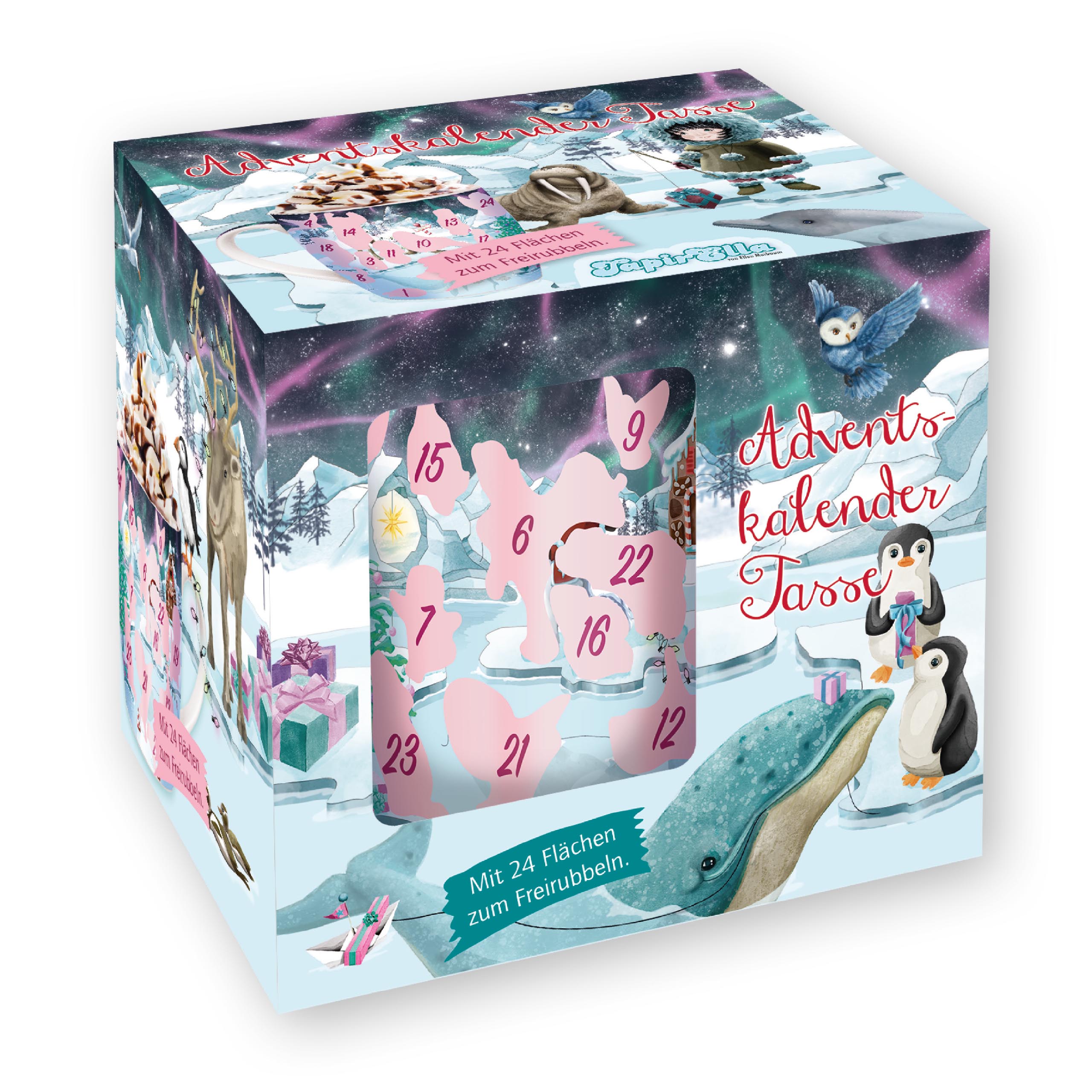 Lutz Mauder TapirElla Adventskalender-Tasse 2022 Weihnachten auf dem Eis