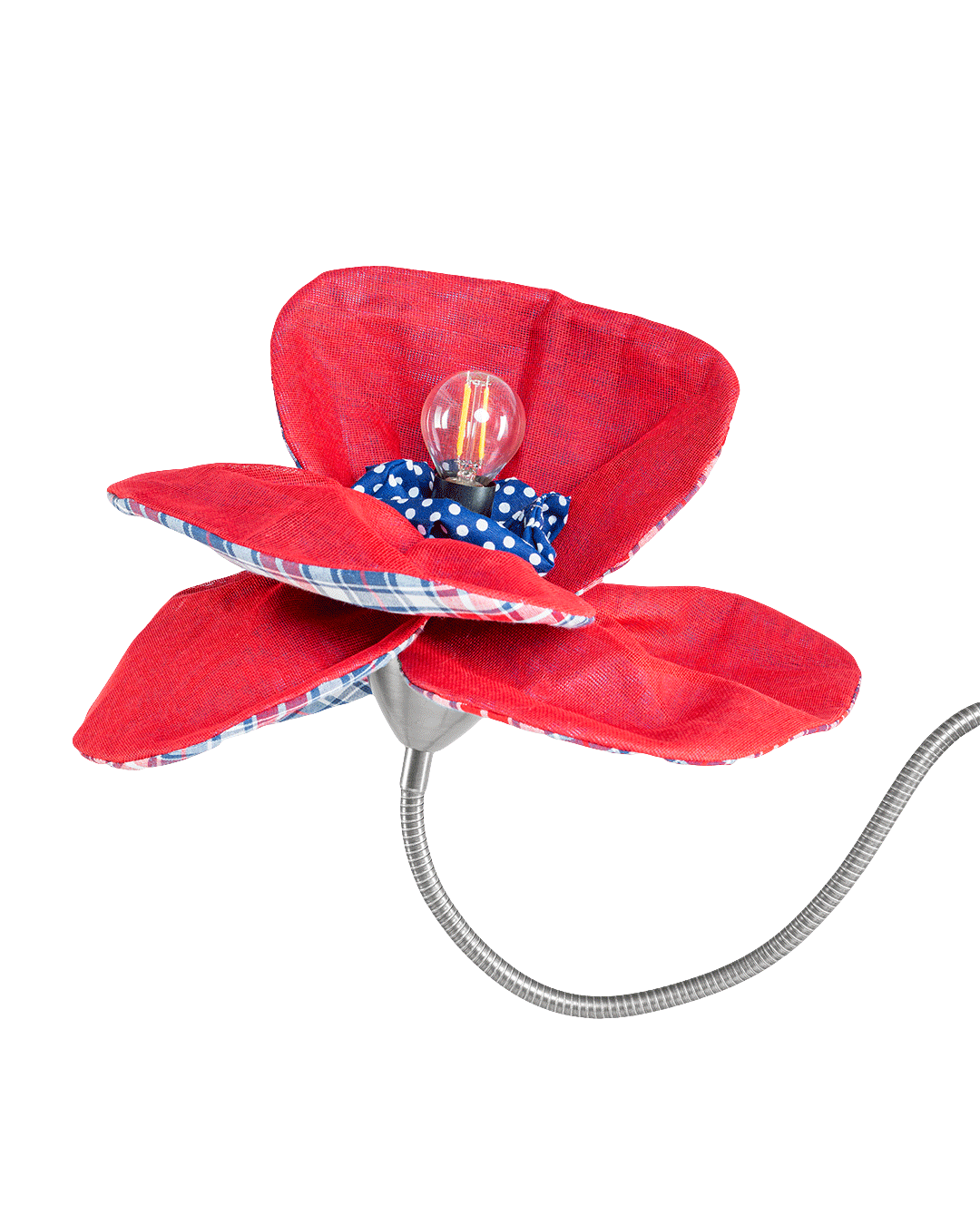 Skitso Wandlampe Red Checked Poppy - Blütenlampe aus Stoff Luminous Botanica Wall Lamp