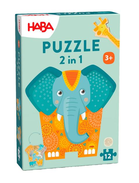 Haba Puzzle 2in1 - Elefant 2-seitiges Holzpuzzle
