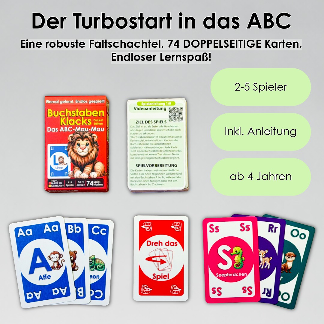 Kartenspiel Buchstaben Klacks Pocket-Edition Löwe
