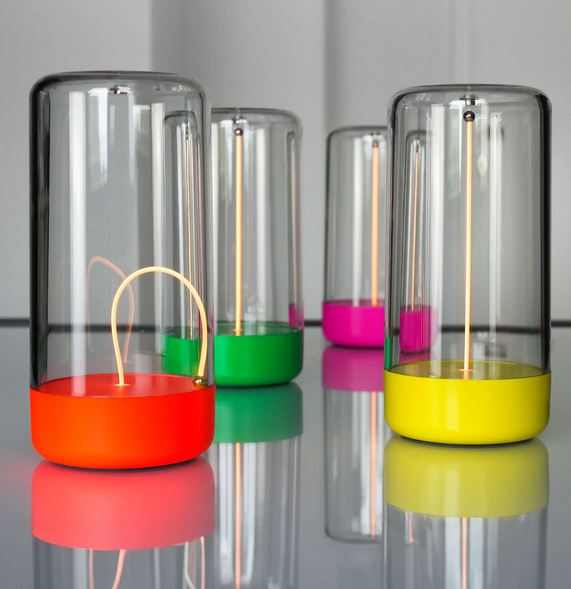 Sompex PULSE Akku-Tischleuchte Neon pink wetterfeste Dekolampe mit beweglichen Filament