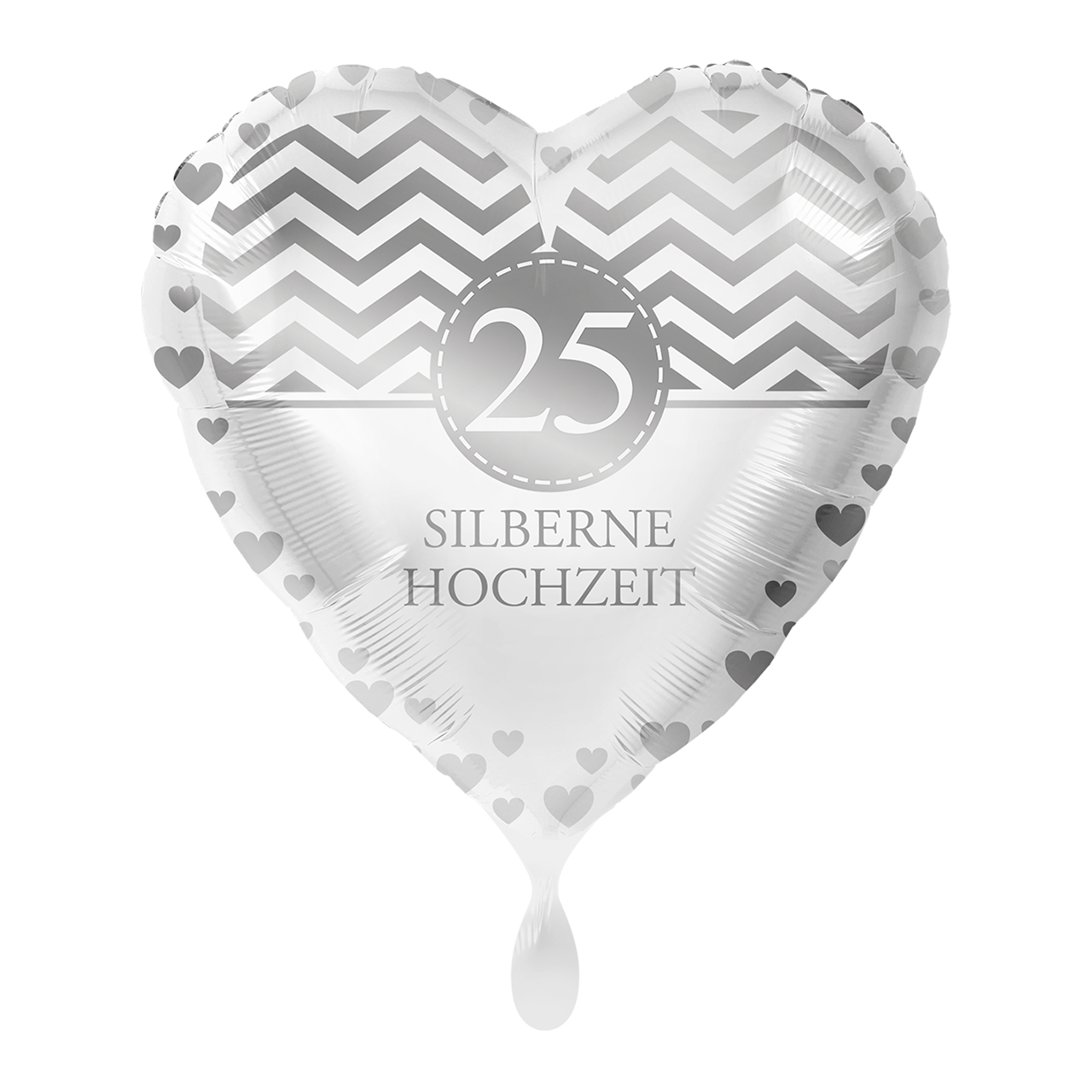 Folienballon Herz Motiv Silberne Hochzeit 17" 