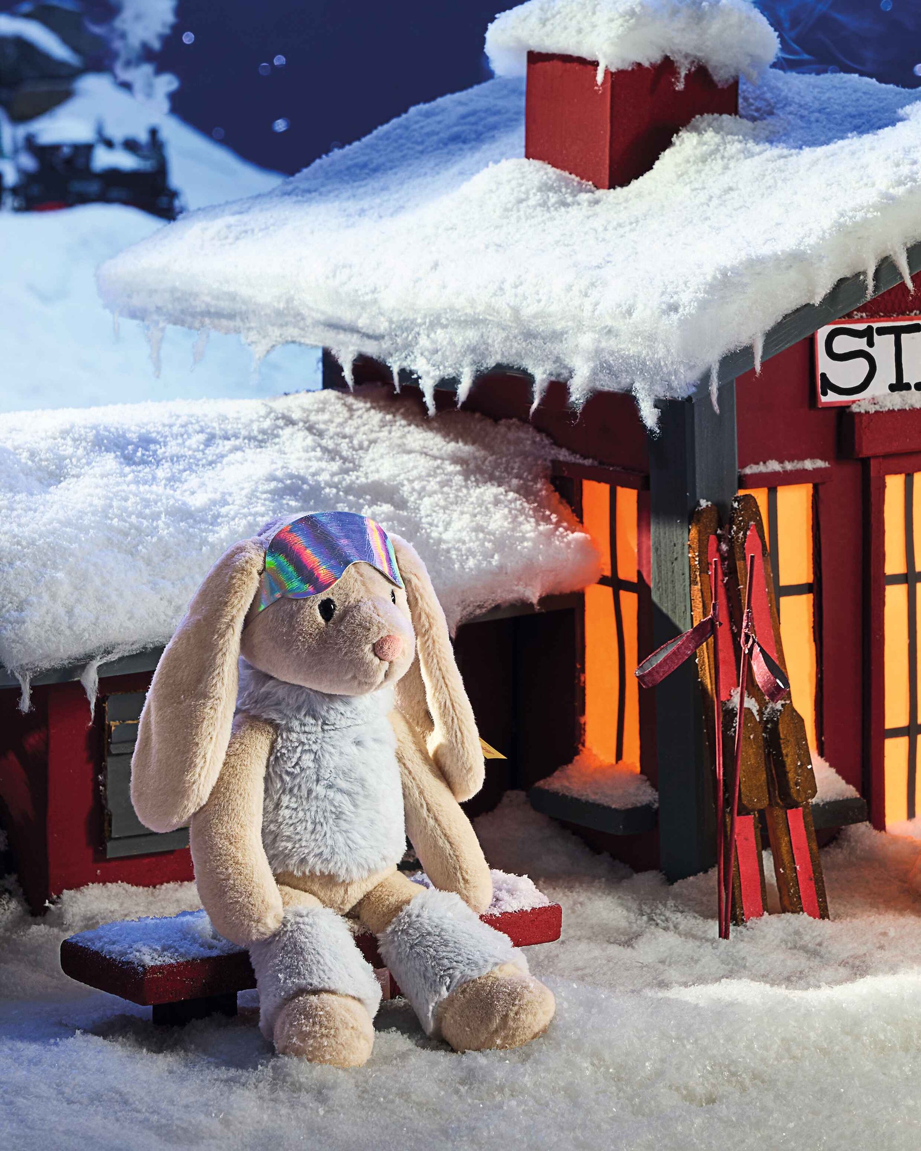 Steiff Stofftier Hoppie Hase Skifahrer 31 bunt