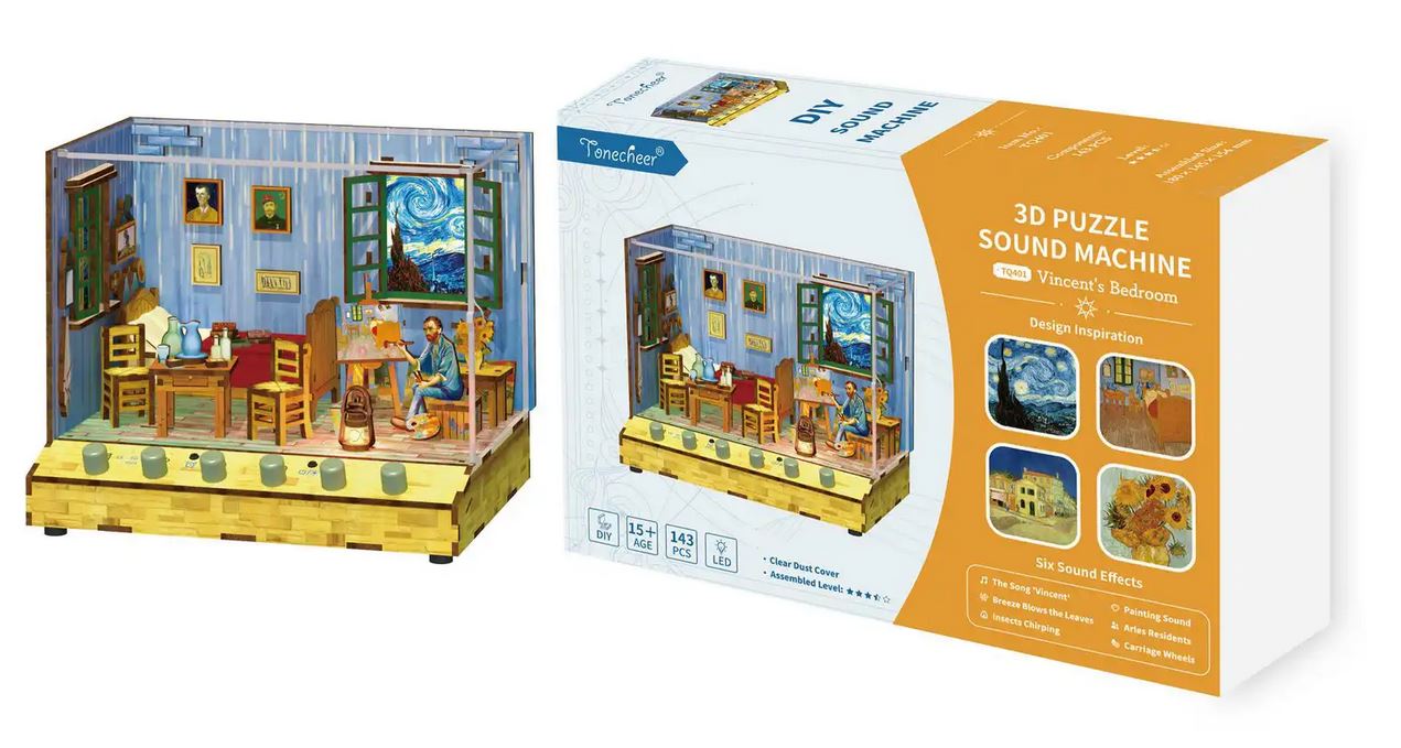Tonecheer Bastelset DIY House Vincent's Bedroom Holz-Bausatz mit Licht
