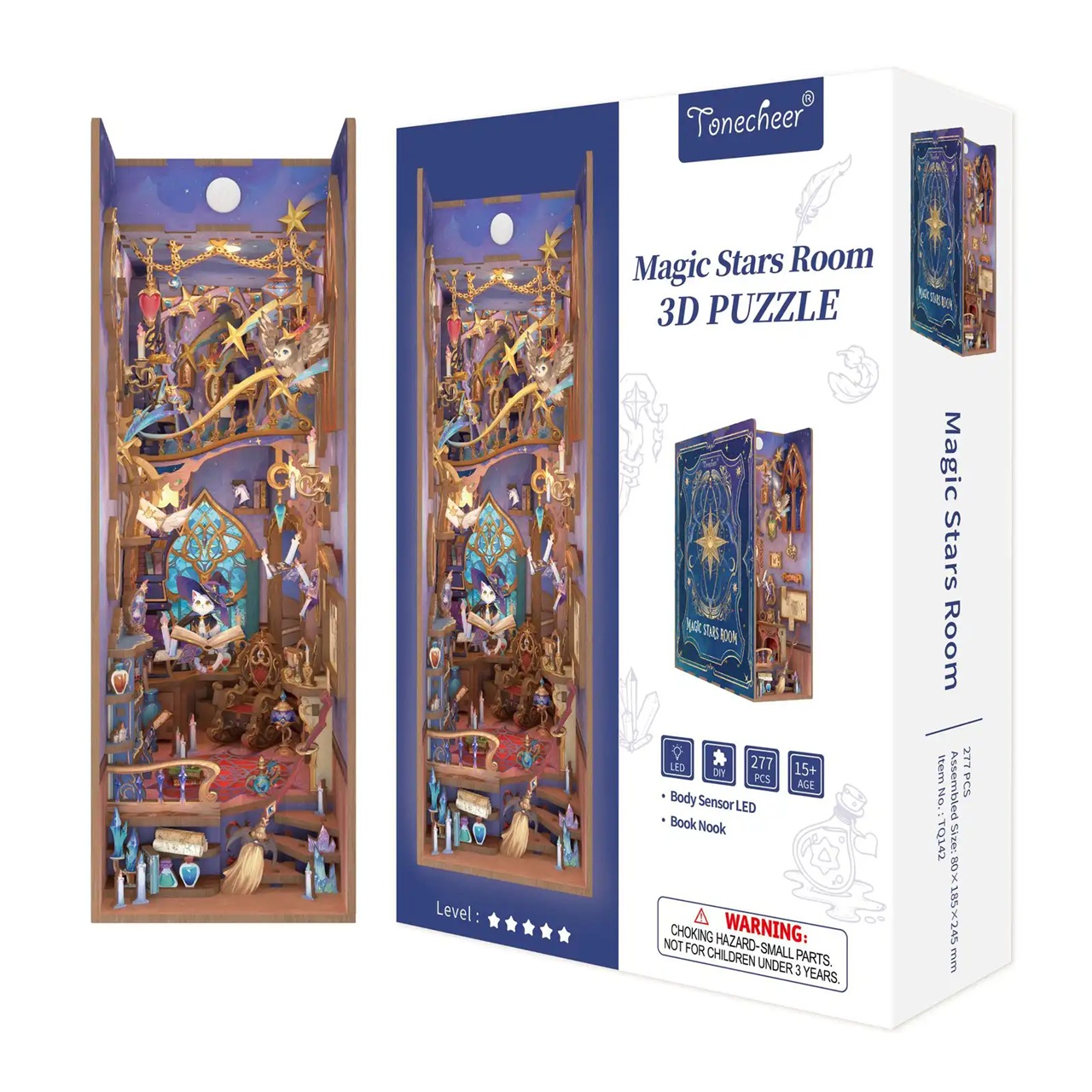 Tonecheer Bastelset  Book Nook Magic Stars Room Holz-Bausatz mit Licht