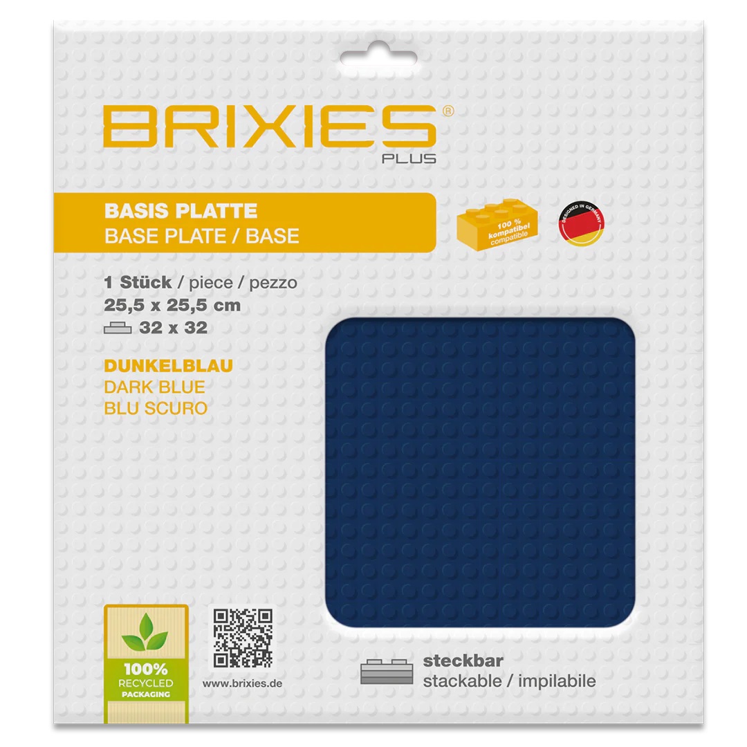 Brixies Plus Bodenplatte Basic dunkelblau 32 x 32 Noppen Klemmbausteine