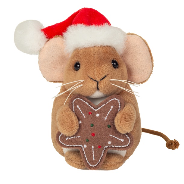 Hermann Teddy Weihnachtsmaus m. Keks 11 cm Stofftier