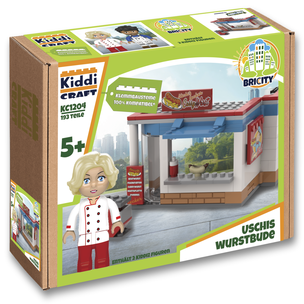 KiddiCraft Klemmbausteinset Uschis Wurstbude mit 189 Teilen und 2 Figuren