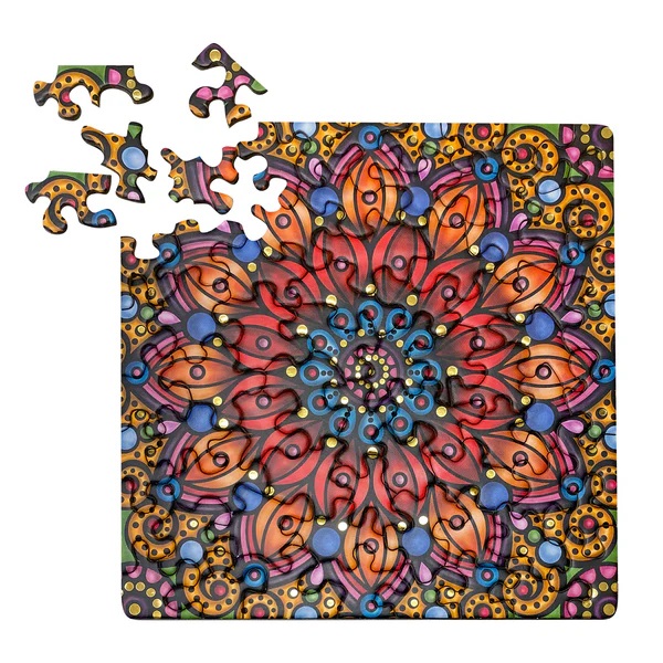 Curiosi Q-Puzzle Gold-4 Mandala-Blume farbenfrohes Mini-Puzzle 72 Teile