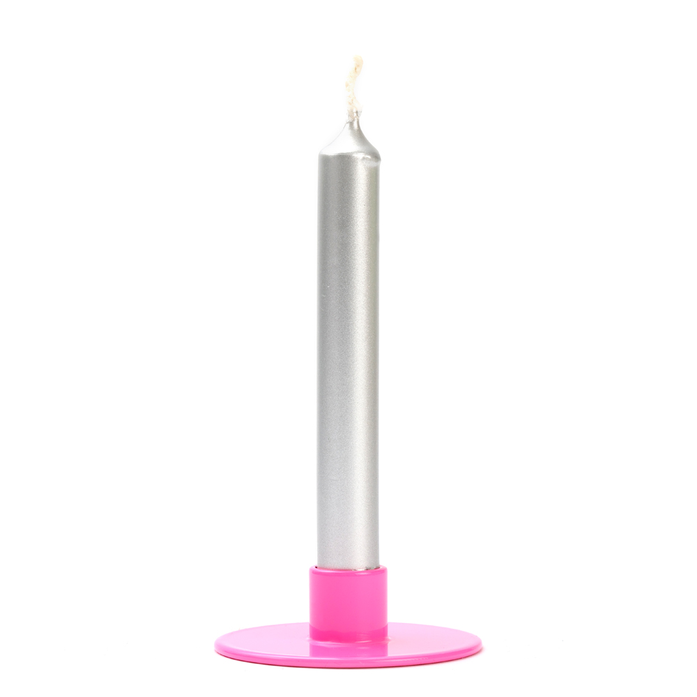 Kerzenhalter POP mini Neon Pink aus gepulvertem Stahl, für Baumkerzen