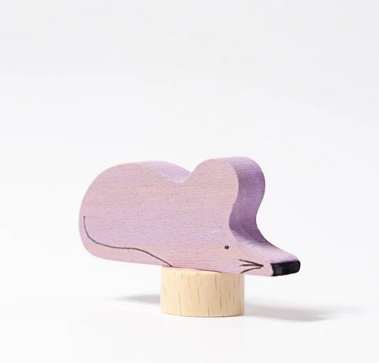 Grimms Steckfigur grau-lila Maus für Geburtstagsringe