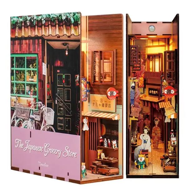 Tonecheer Bastelset Book Nook Japanese Grocery Store Holz-Bausatz mit Licht