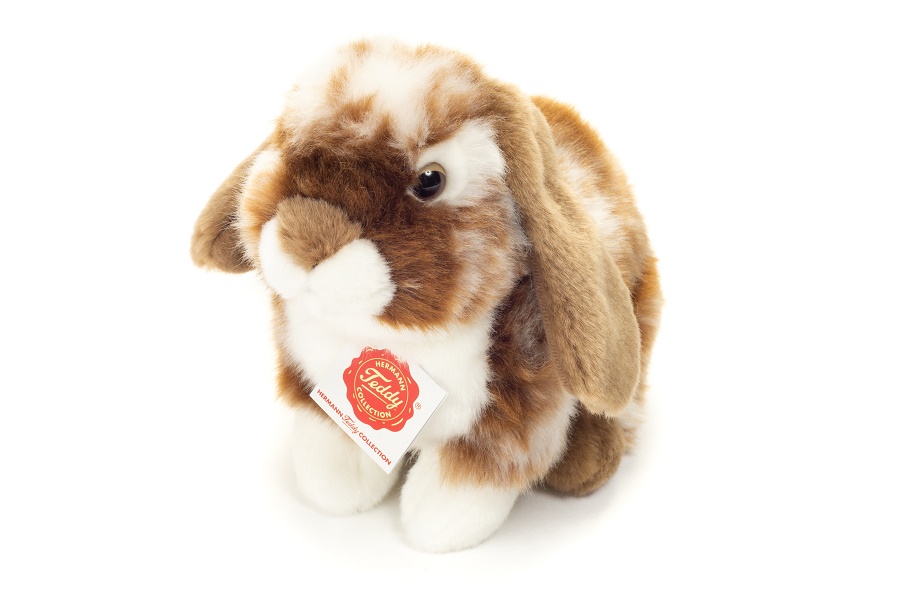 Hermann Teddy Hase sitzend dunkelbraun/weiß gescheckt 20 cm Stofftier
