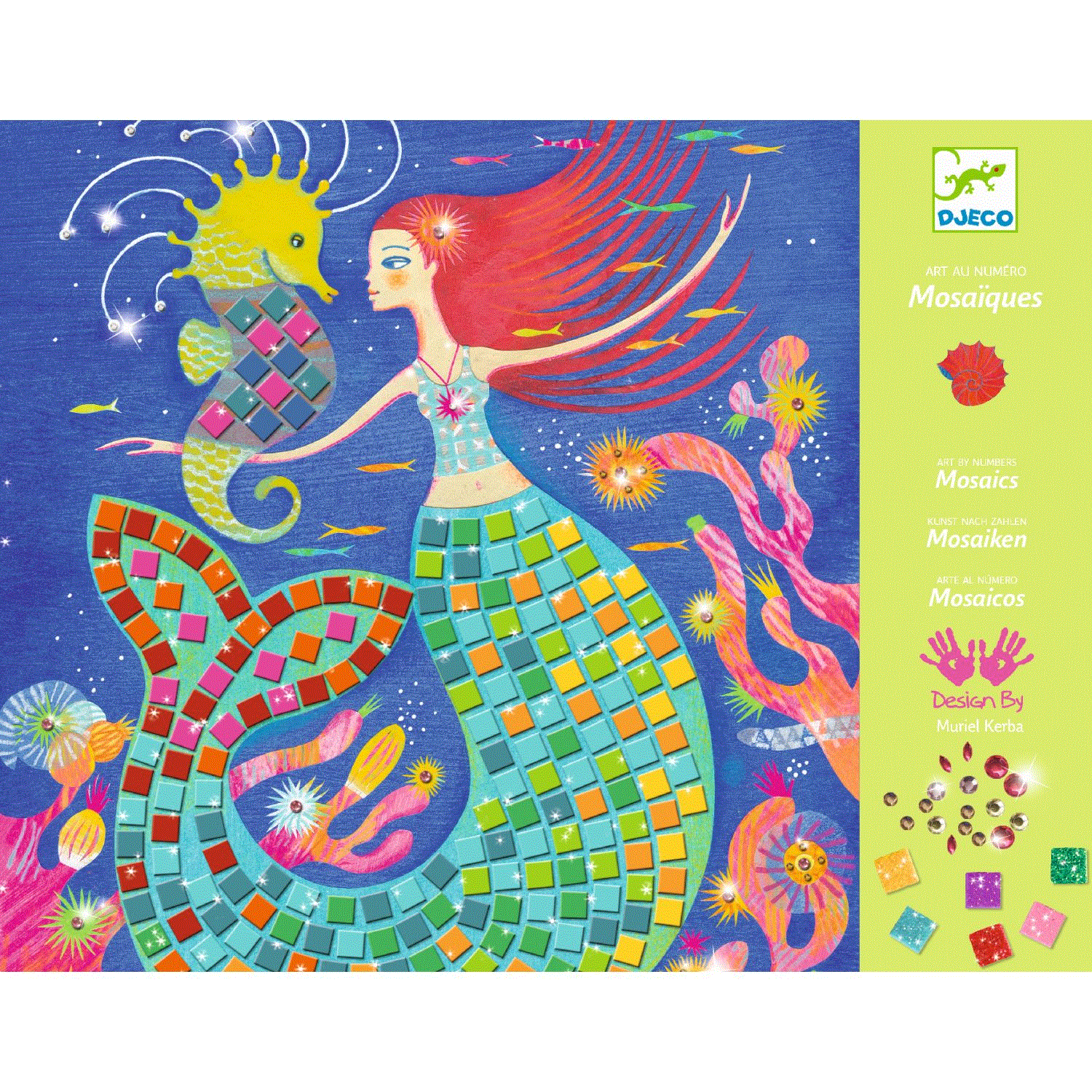 Djeco Mosaik Glitzer Der Gesang Der Meerjungfrauen Bastelset für 5-8 Jahre