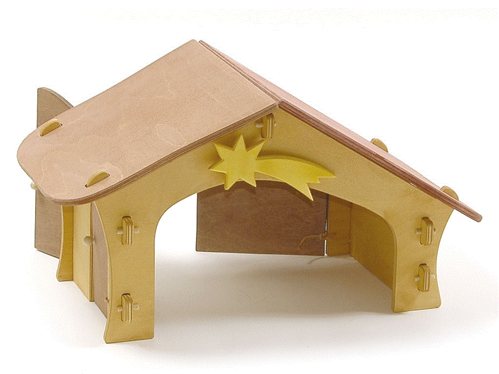 Ostheimer Krippenstall mit Stern Holzfigur