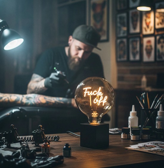 Sompex Leuchtmittel LED Filament FUCK OFF Durchmesser 12,5cm