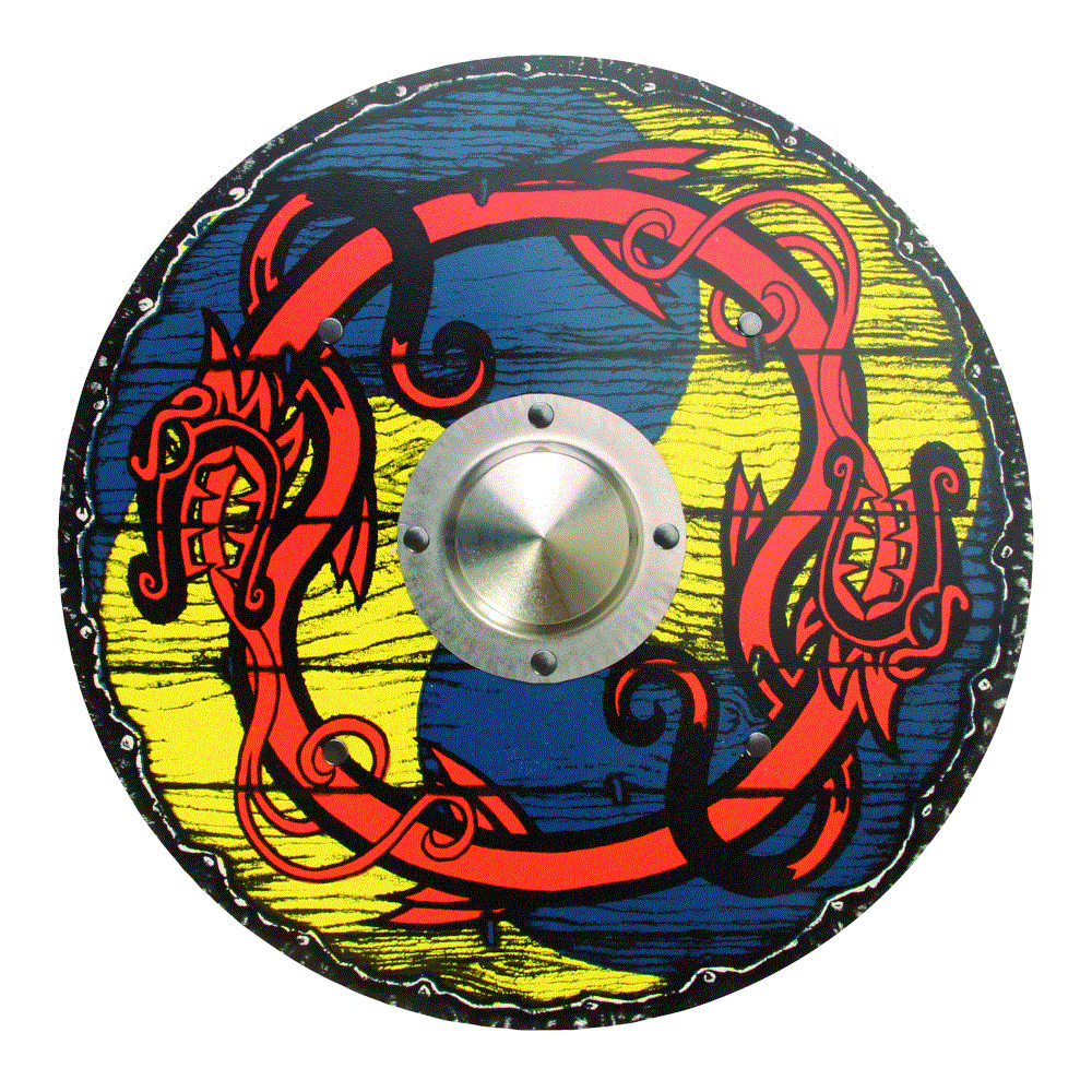 Vah Holzschild Wikingerschild blau-gelb