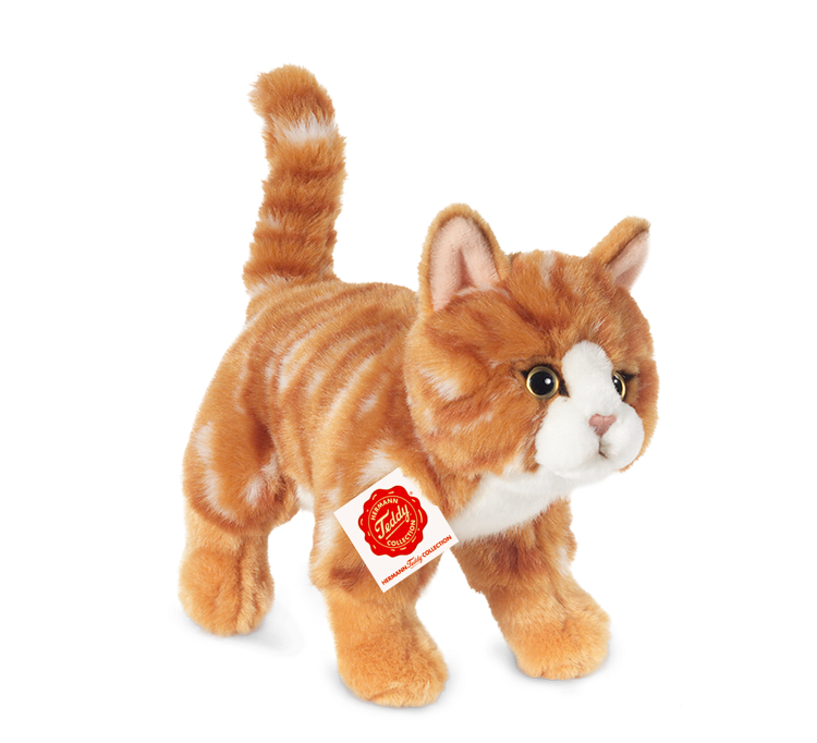 Hermann Teddy Katze stehend rot getigert 20 cm Stofftier