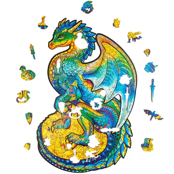 Unidragon Holz-Puzzle - Guarding Dragon "M" 21 x 33 cm, 183 Teile