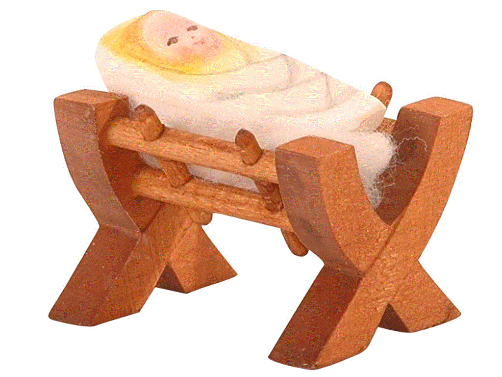 Ostheimer Krippe mit Kind II 2-tlg. Holzfigur