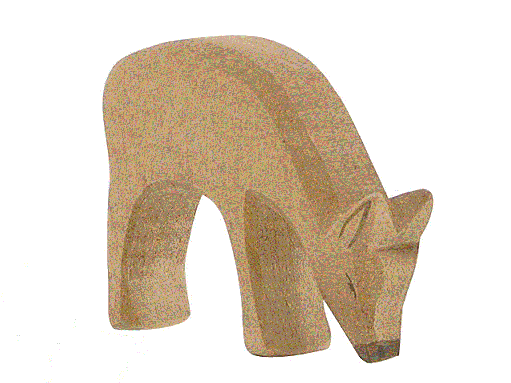 Ostheimer Hirschkuh fressend Holzfigur