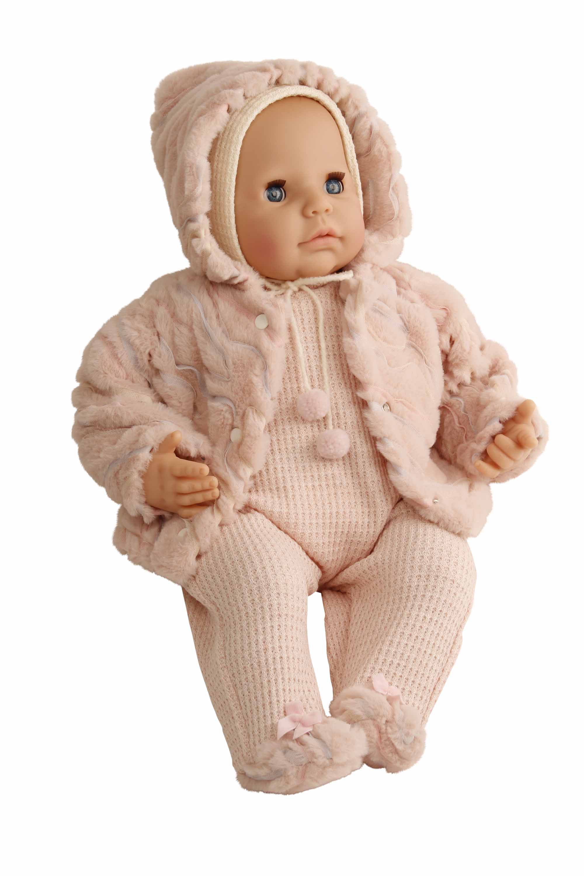 Schildkröt Puppe Baby Julchen Gr. 52  blaue Schlafaugen winterliche Kleidung