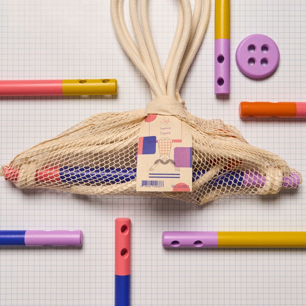 Eperfa buntes Turn-Trapez  Holz blau für Kinder
