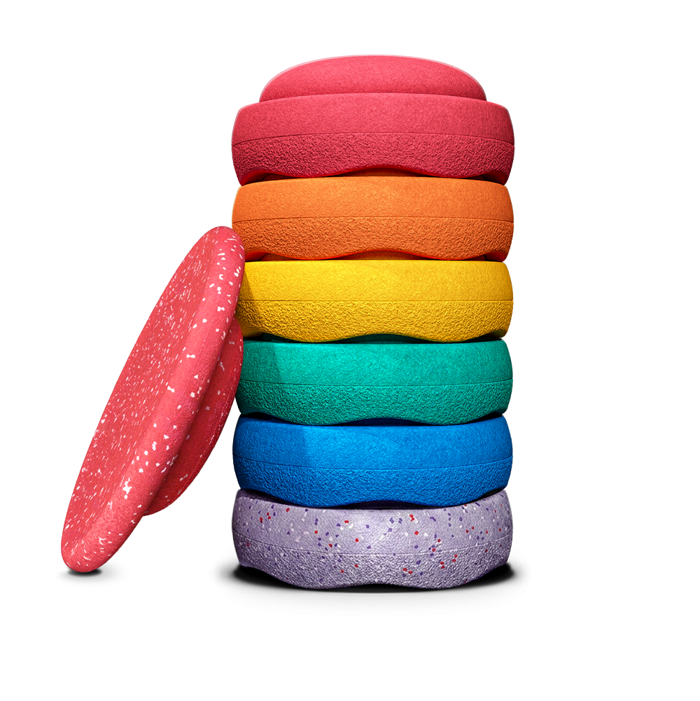 Stapelstein Winter Special Rainbow Set classic  mit Board 6 Stapelsteine + 1 special Balance Board!