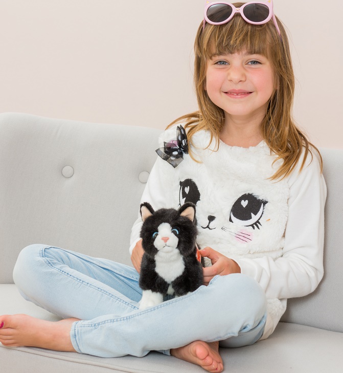 Hermann Teddy Katze stehend schwarz-weiß 20 cm