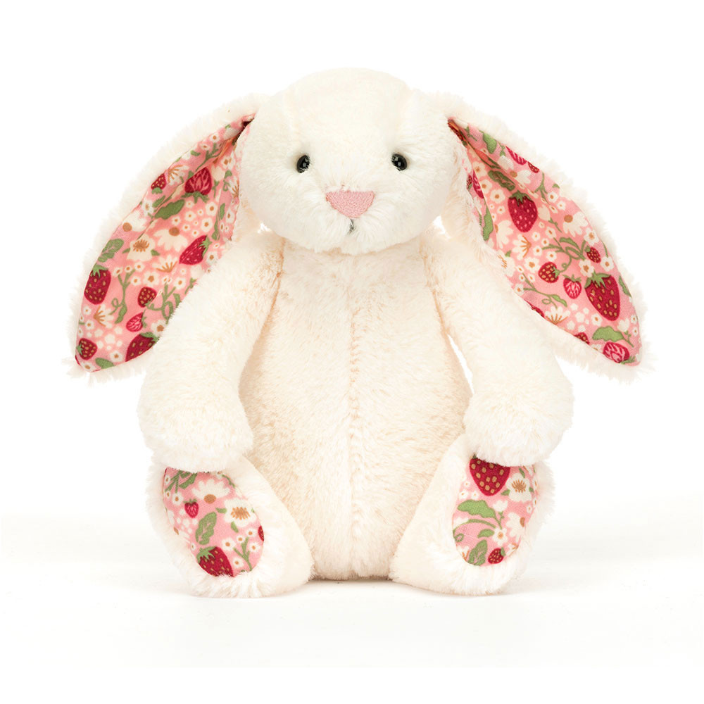 Jellycat Stofftier Blossom Cream Bunny 'Berry' Little Plüsch Hase Erdbeer klein