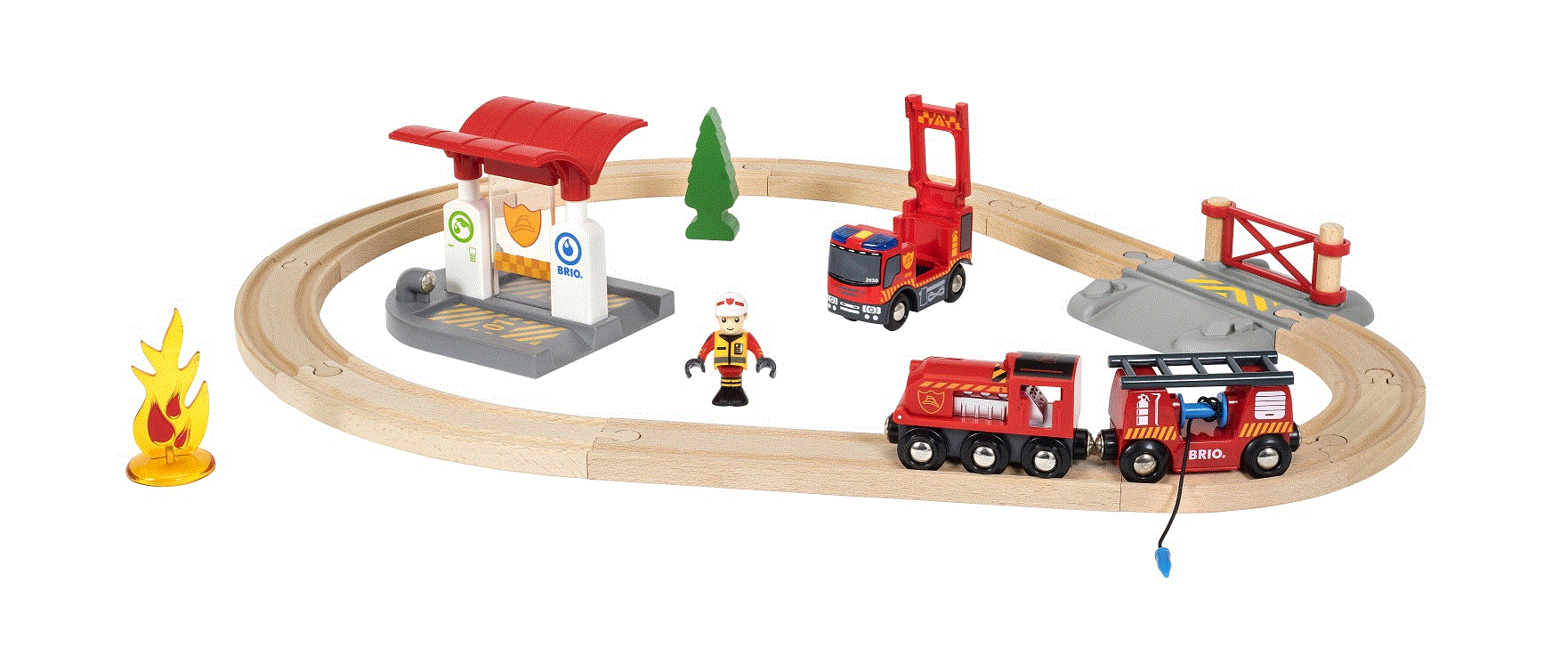 BRIO Bahn Feuerwehr Set Holzeisenbahn