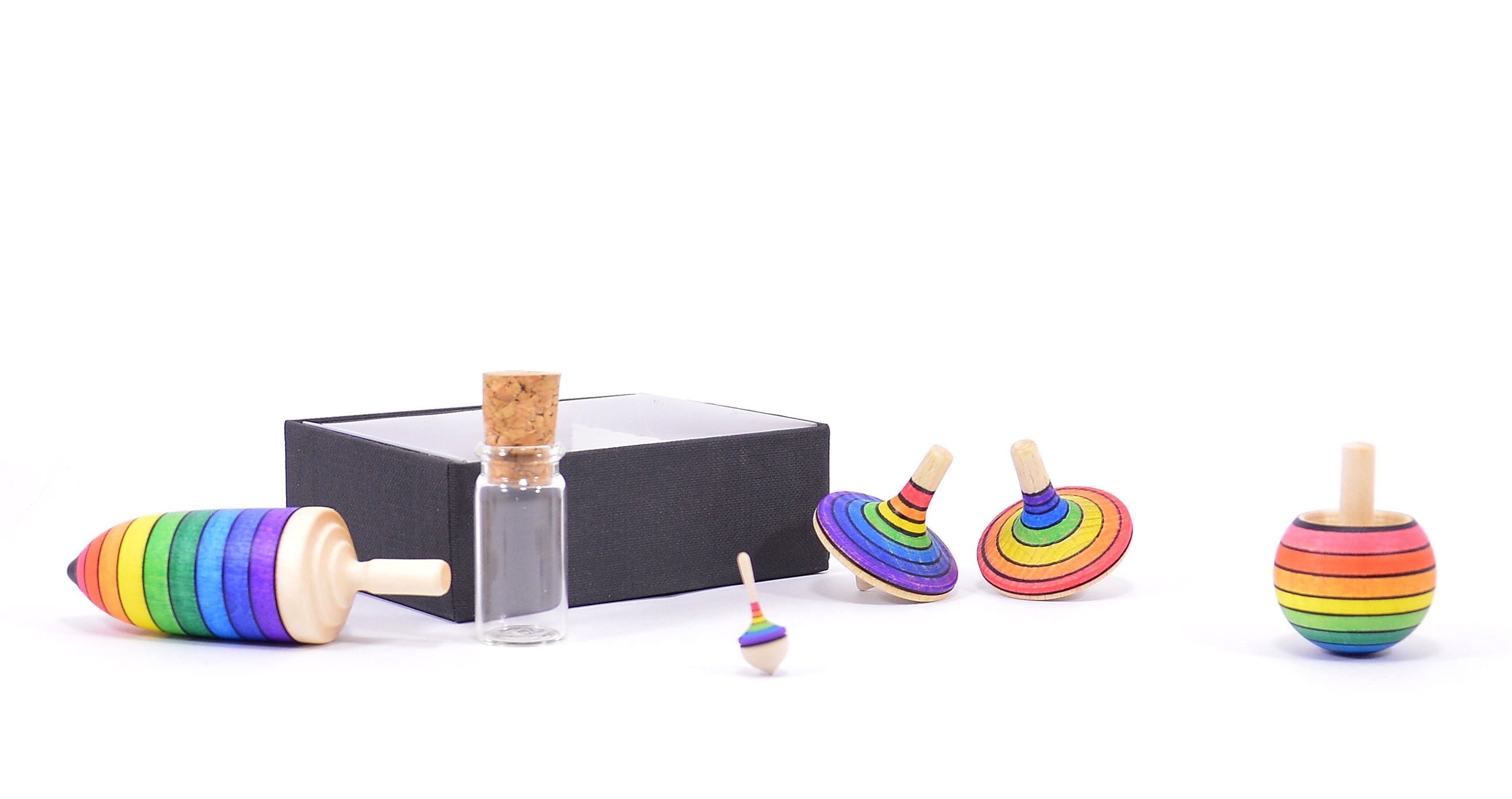 Mader Kreisel-Lernset Regenbogen Holzkreisel Set aus der Kreiselmanufaktur