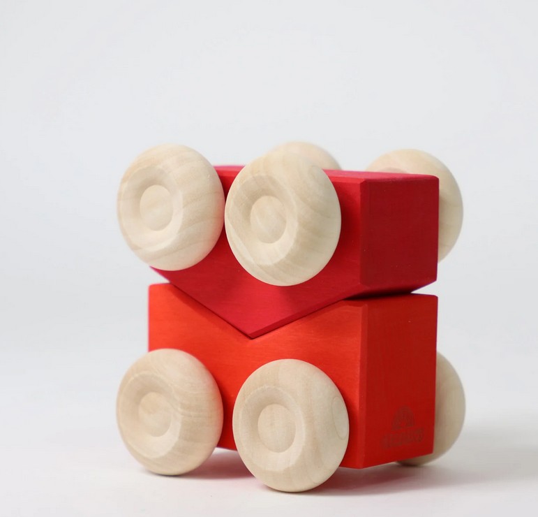 Grimms Stapel-Autos Rot zwei Holz Autos im Set