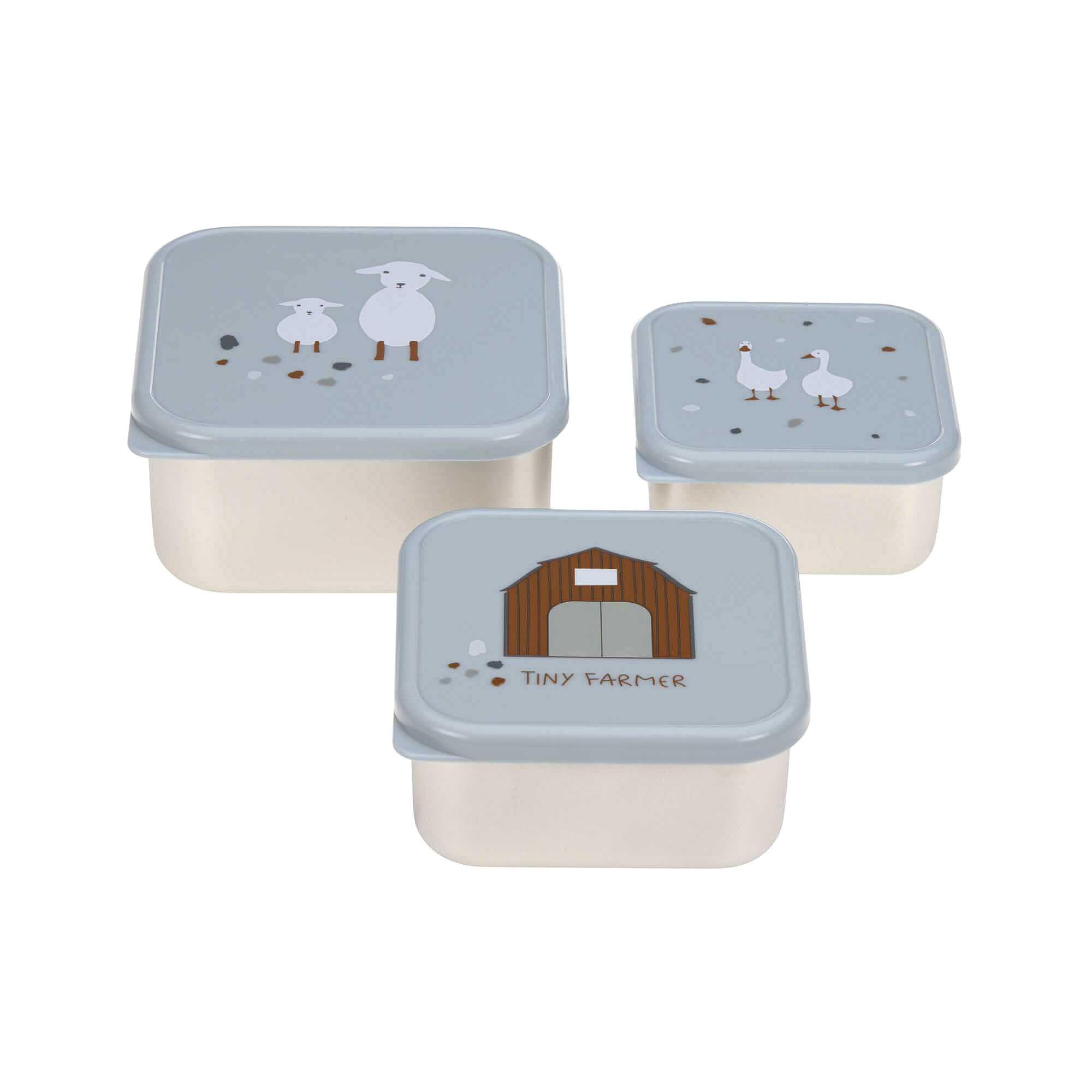 Lässig Snackboxset Stainless Steel Tiny Farmer blue  3er Set Edelstahldosen