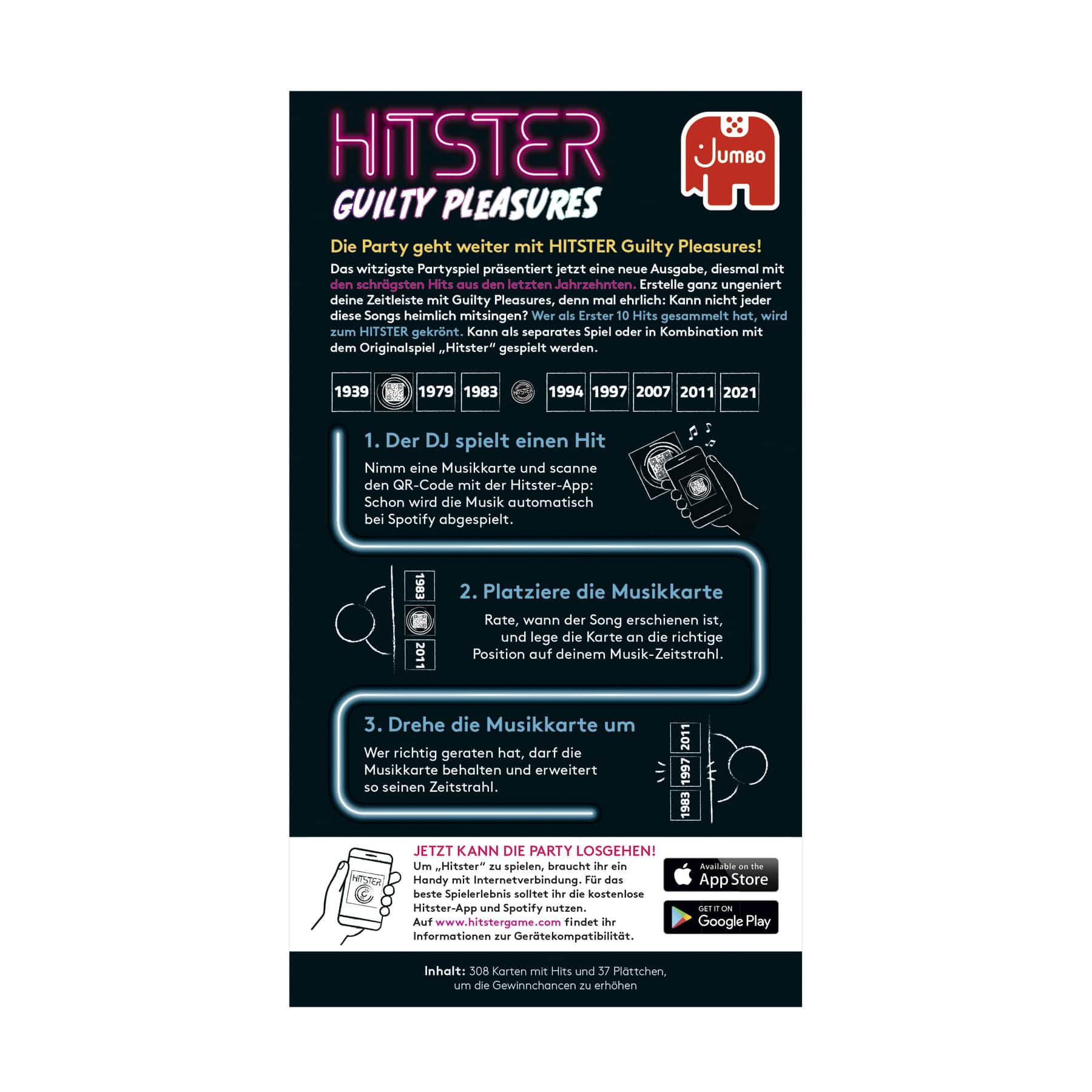 Jumbo Partyspiel Hitster Guilty Pleasure Gesellschaftsspiel rund um die Musik