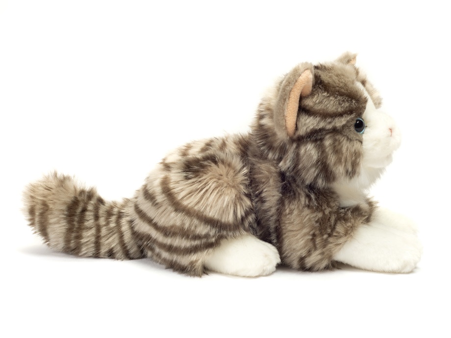 Hermann Teddy Katze liegend grau 20 cm Stofftier